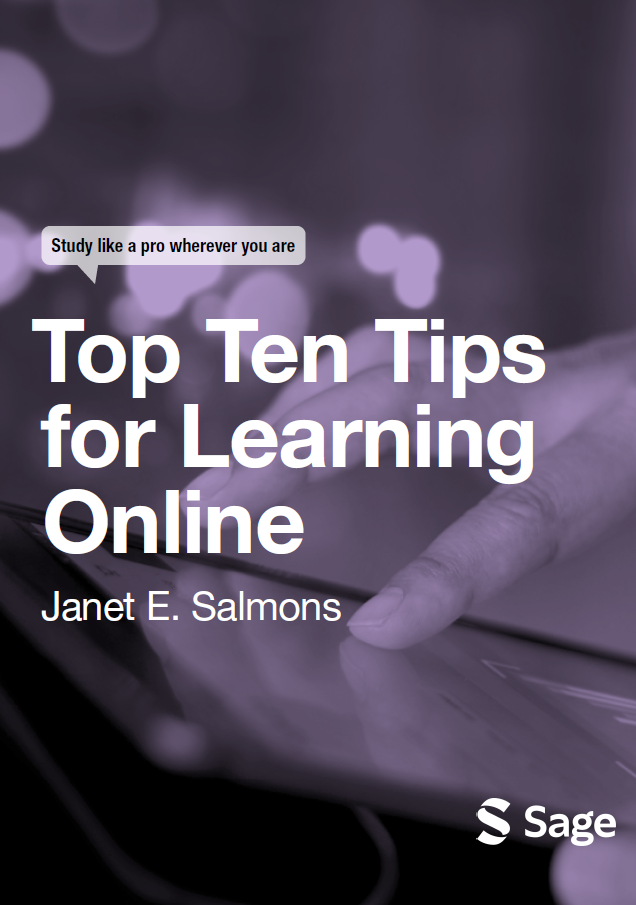 Book cover of Top 10 Tips for Learning Online by Janet Salmons, free eBook based on Your Super Quick Guide to Learning Online, published by Sage.
